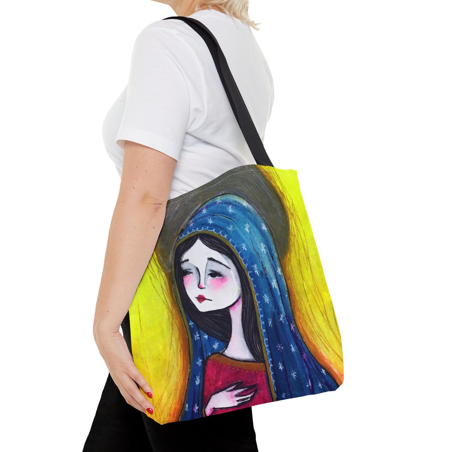 Our Lady of Guadalupe Tote - Hand-Drawn Catholic Art - Prayer Bag | Marian Devotional Tote | Sanctified Solocosmo Religious Tote