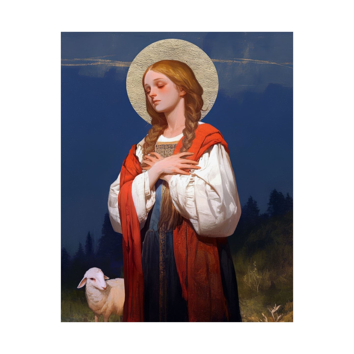 Saint Genevieve - Sanctified Souls Print - Multiple Sizes - Premium Matte Vertical Posters