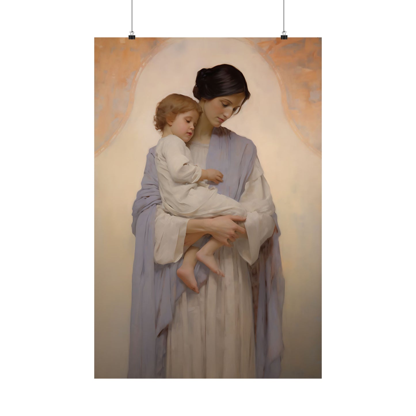 Celestial Bond Print - Sanctified Souls Print - Multiple Sizes - Premium Matte Poster - Mother's - Nursery Art - Mother and Baby