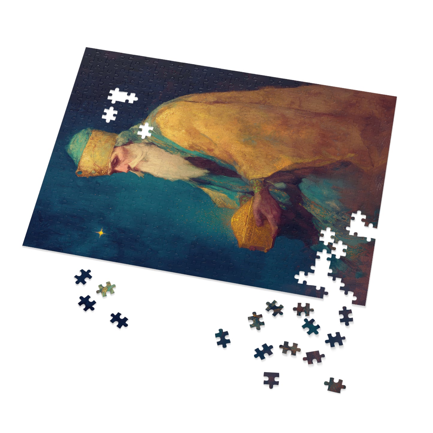 Caspar and the Offering of Worship - 3 Wise Men - Puzzle and Keepsake Tin - Religious Jigsaw Puzzle (30, 110, 252, 500,1000-Piece)