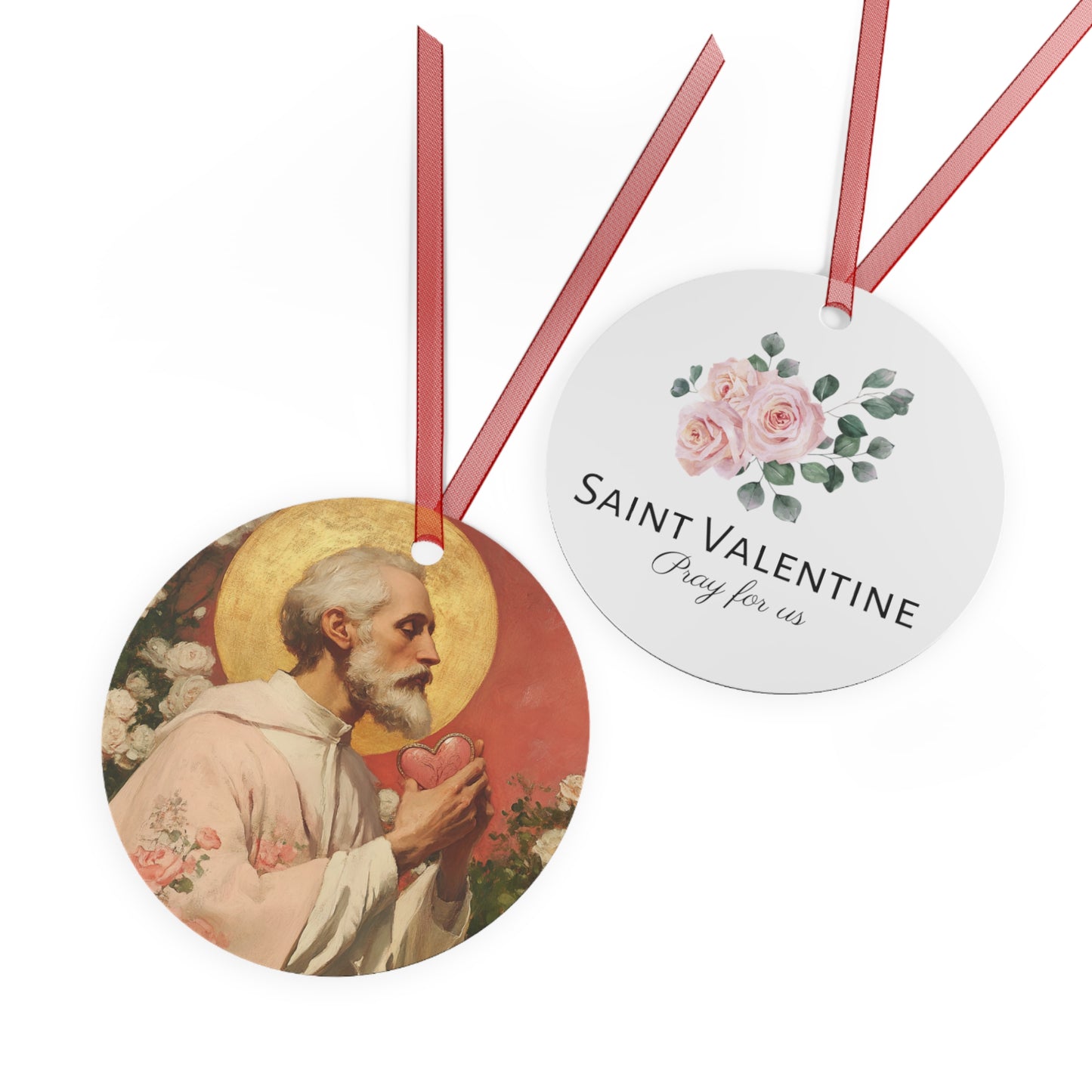 Saint Valentine Metal Ornament - Religious Holiday Christmas Ornament and Keepsake - Prayer Ornament - Catholic Gift