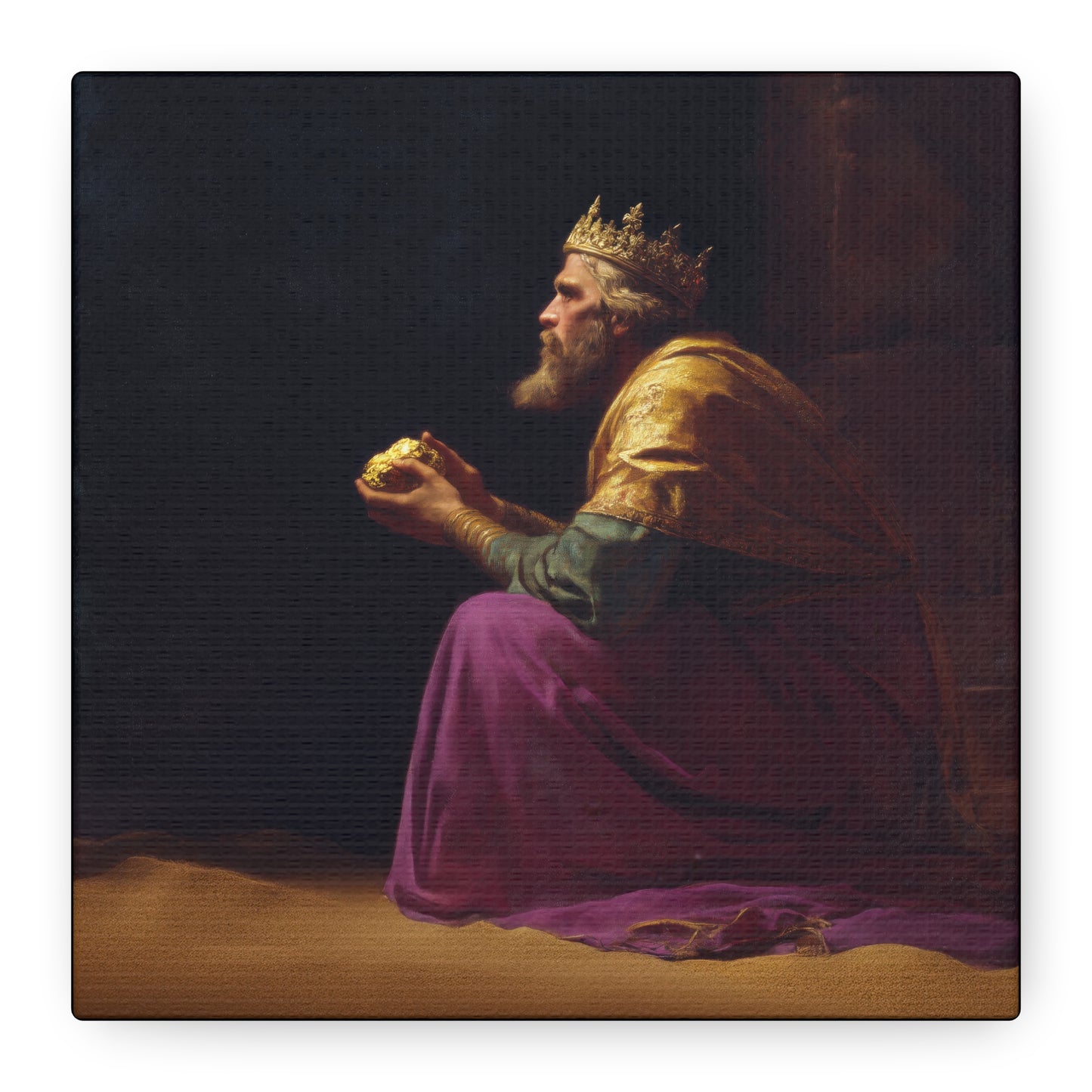 Melchior and the Gift Fit for a King - 3 Wise Men - Gallery Wrapped Canvas - Print - Religious Art for your Home - Catholic