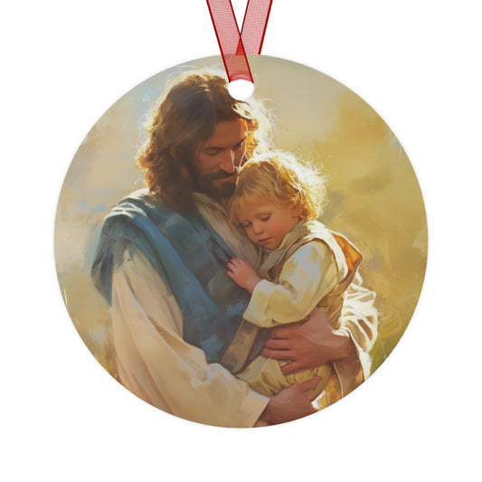 Jesus, Guardian of Innocence Metal Ornament - Religious Holiday Christmas Ornament and Keepsake - Catholic Keepsake