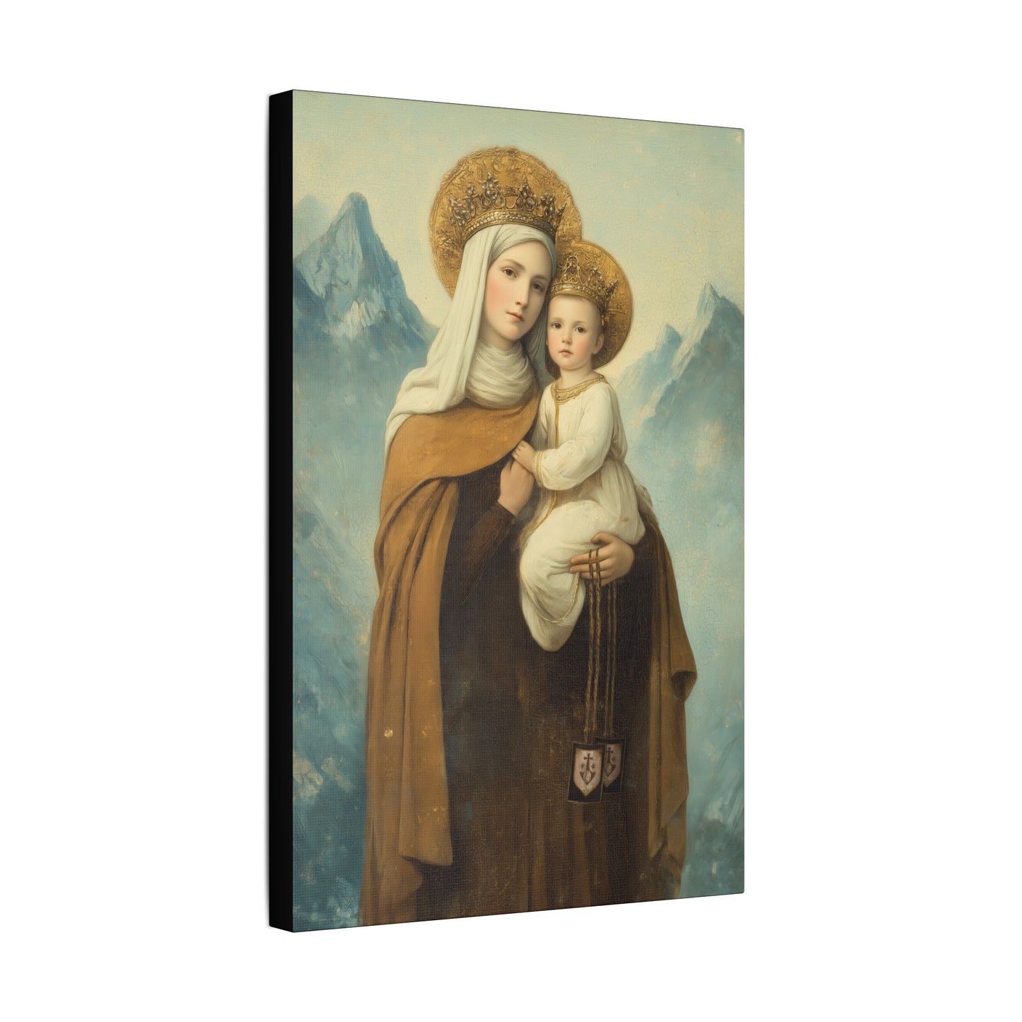 The Gift of the Scapular - Our Lady of Mount Carmel Wrapped Canvas Print - Multiple Sizes - Catholic Home art Matte Canvas, Stretched