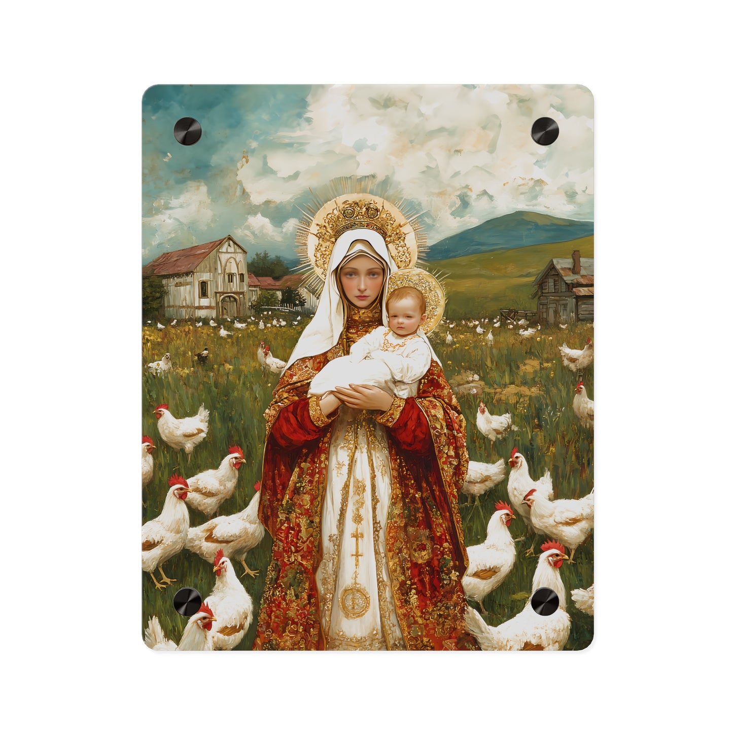 Our Lady of the Hens Acrylic Wall Art Panel - Ready to Hang Acrylic Print - Catholic Saint Art