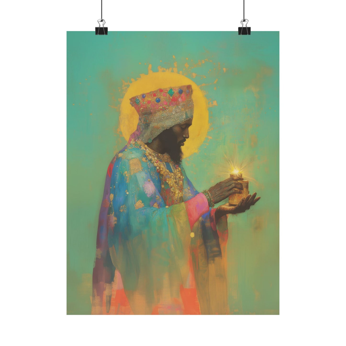 Balthazar and the Gift of Foretold Sorrow - 3 Wise Men - Sanctified Souls Print - Multiple Sizes - Premium Matte Vertical Posters
