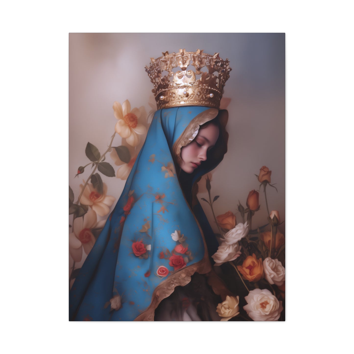 Our Lady of the Roses - Gallery Wrapped Canvas - Print - Religious Art for your Home - Catholic Art