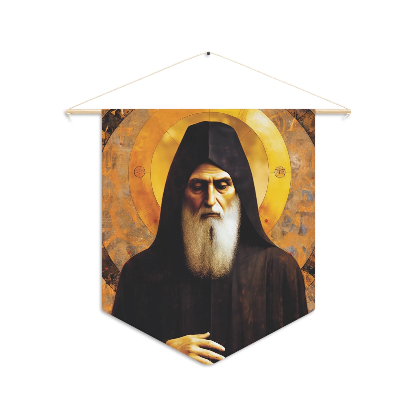 Saint Charbel Makhlouf Wall Banner / Wall Hanging - Unique Religious Art for your home - Prayer room - Catholic Home Art - 18" x 21"