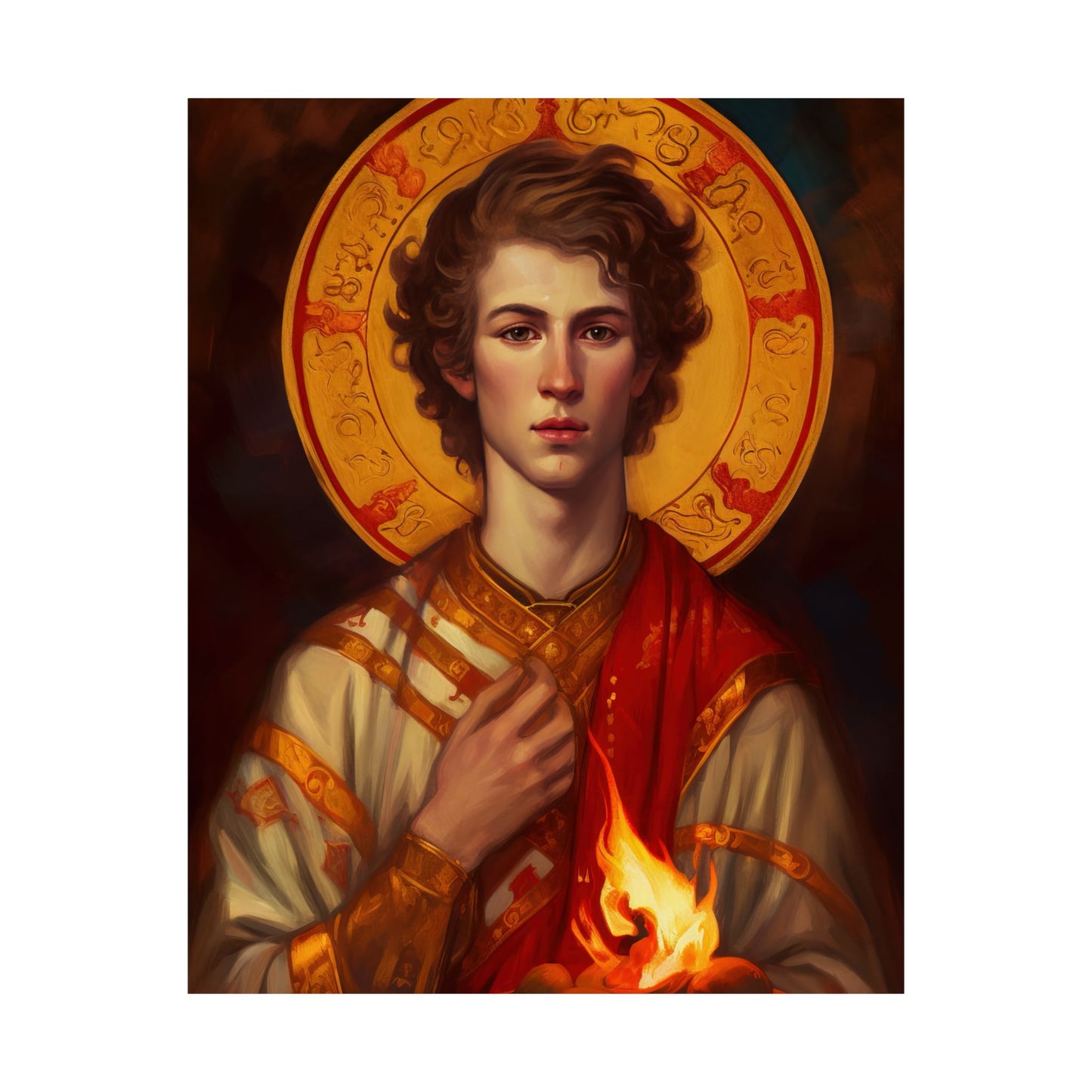 Saint Lawrence Deacon and Martyr  - Sanctified Souls Print - Multiple Sizes - Premium Matte Vertical Posters
