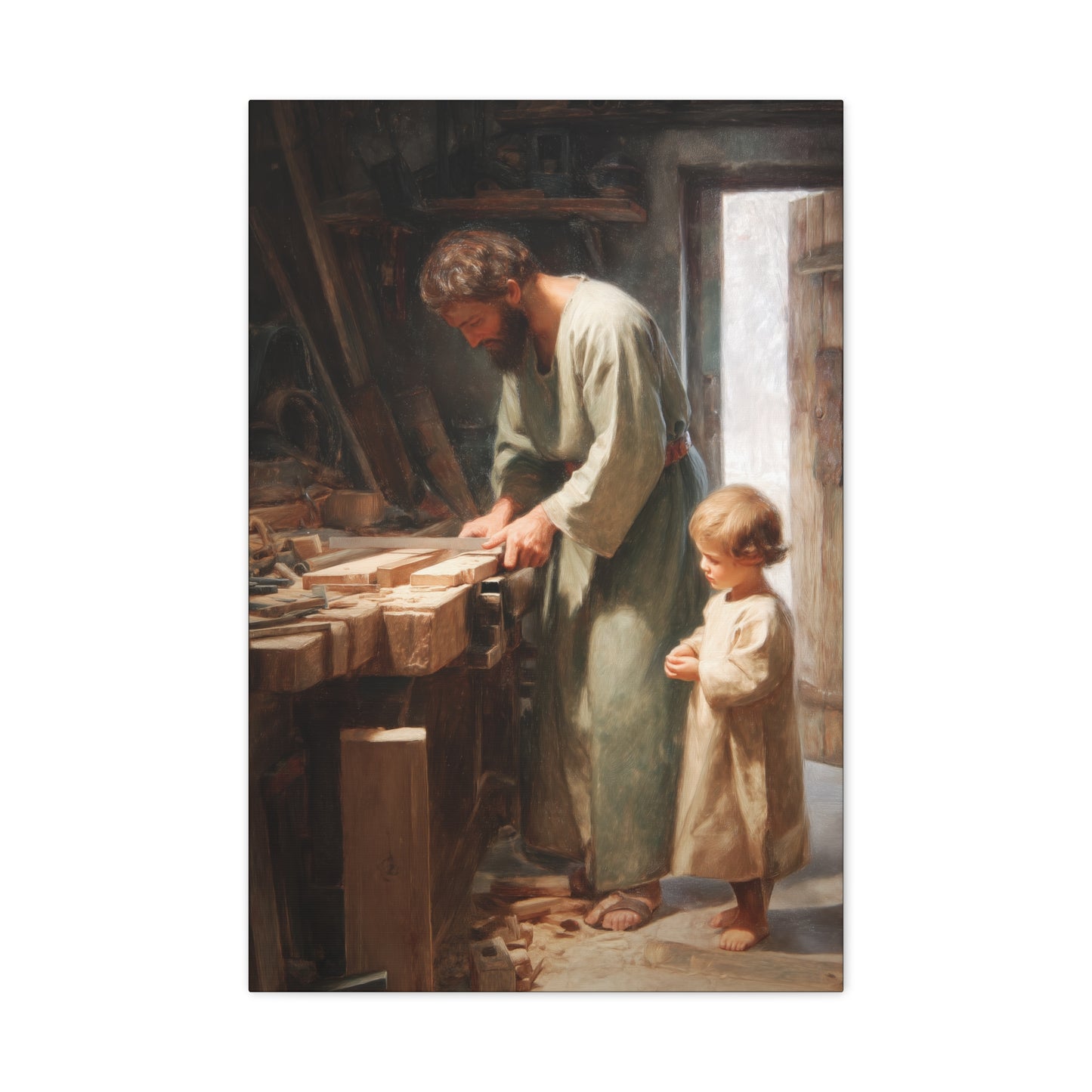 Saint Joseph the Worker - Museum Wrapped Canvas - Sanctified Souls Print - Religious Art for your Home