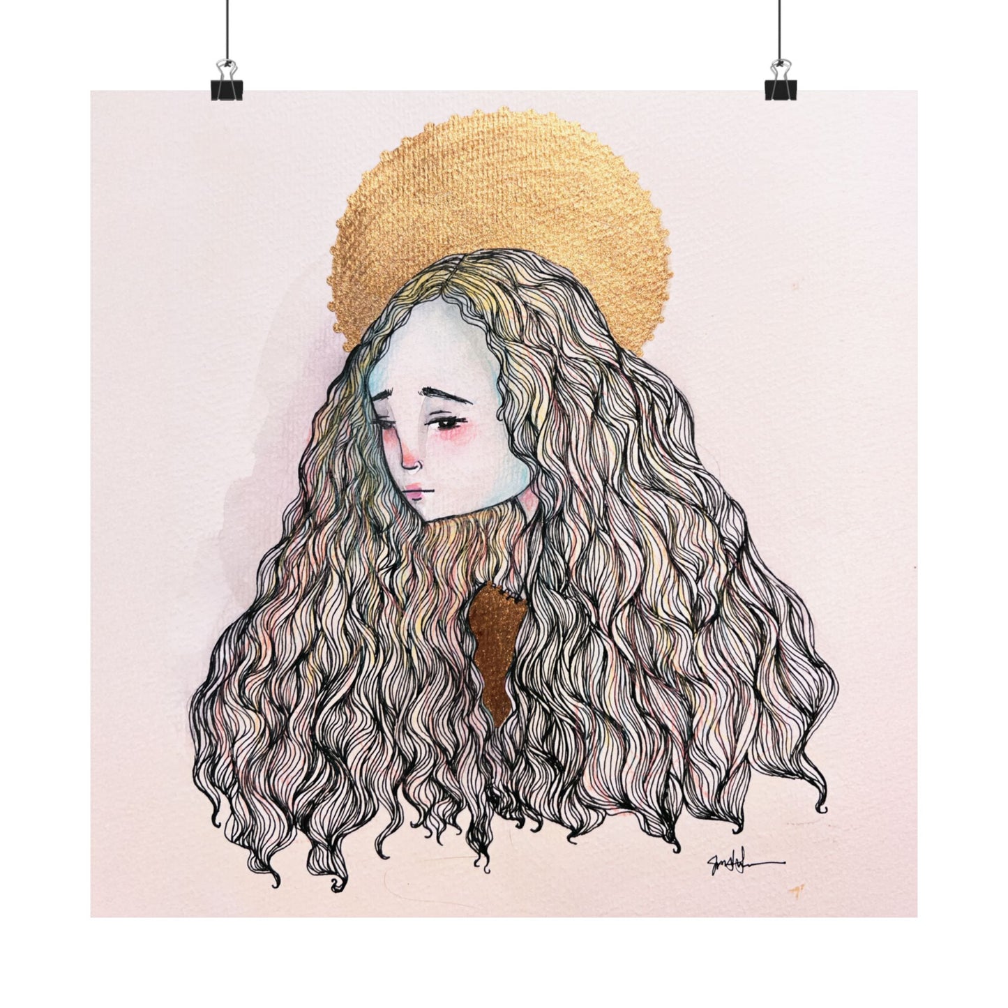 Saint Philomena Poster Print - Hand-Drawn Catholic Art Print | Christian Devotional Wall Art | Sanctified Solocosmo Religious Poster
