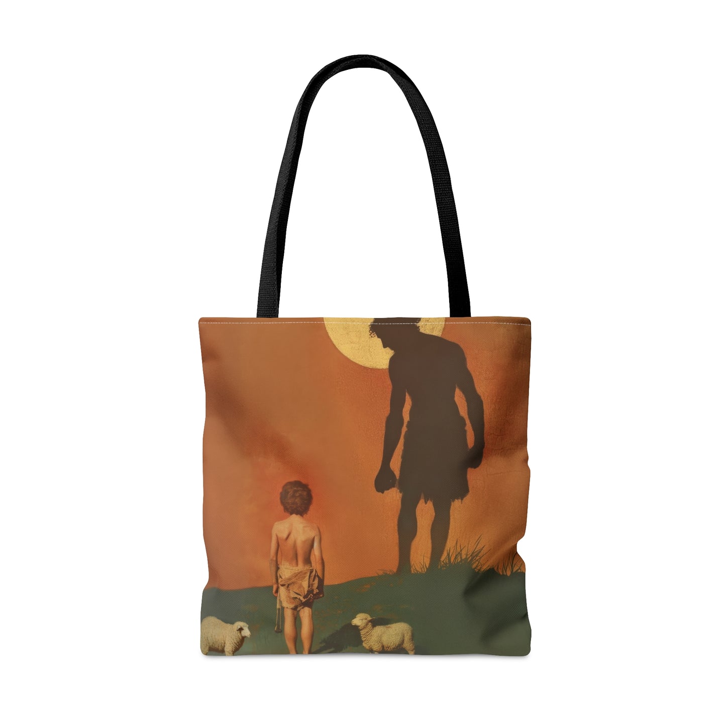 The Victor Had No Sword - David and Goliath  Tote Bag - Large Medium Small Faith Art Bag - Bible Study Faith Purse - Double Sided