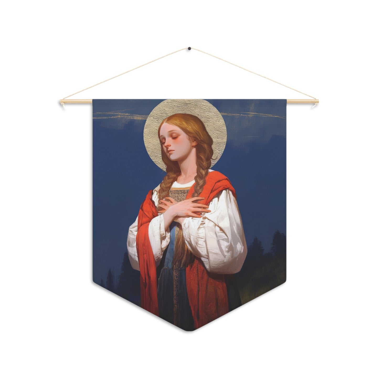 Saint Genevieve - Wall Banner / Wall Hanging - Christian Art - Prayer room - 18" x 21"