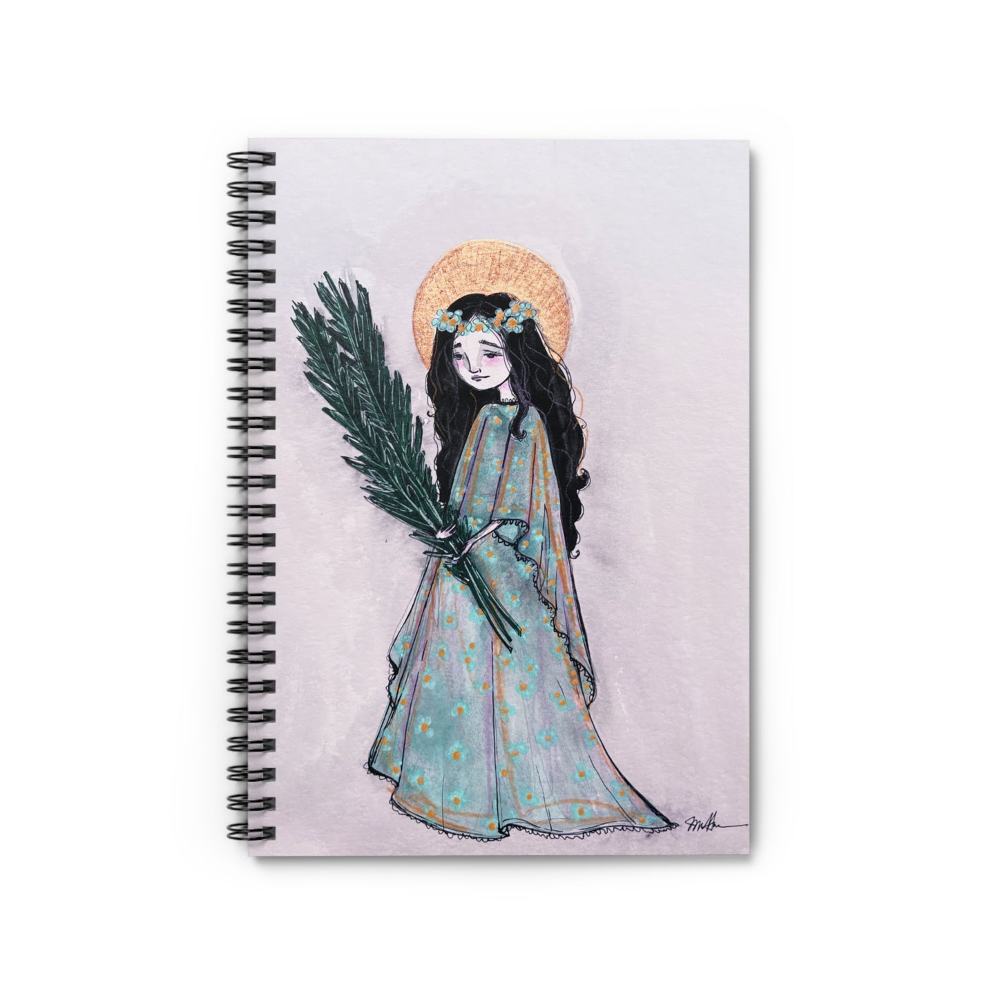 Saint Faith Spiral Notebook - Hand-Drawn Art - Catholic Notebook | Faith Hope and Charity Saint | Christian Prayer Journal