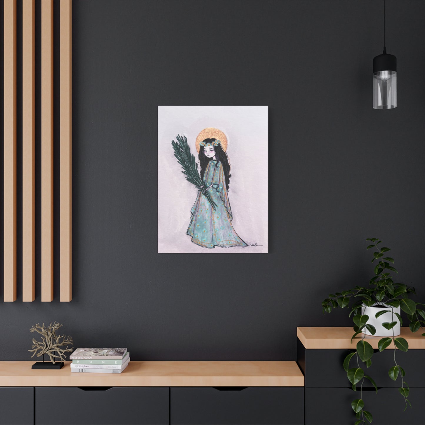Saint Faith Canvas Print - Hand-Drawn Art - Catholic Print | Faith Hope and Charity Sacred Art | Sanctified Solocosmo Religious Artwork