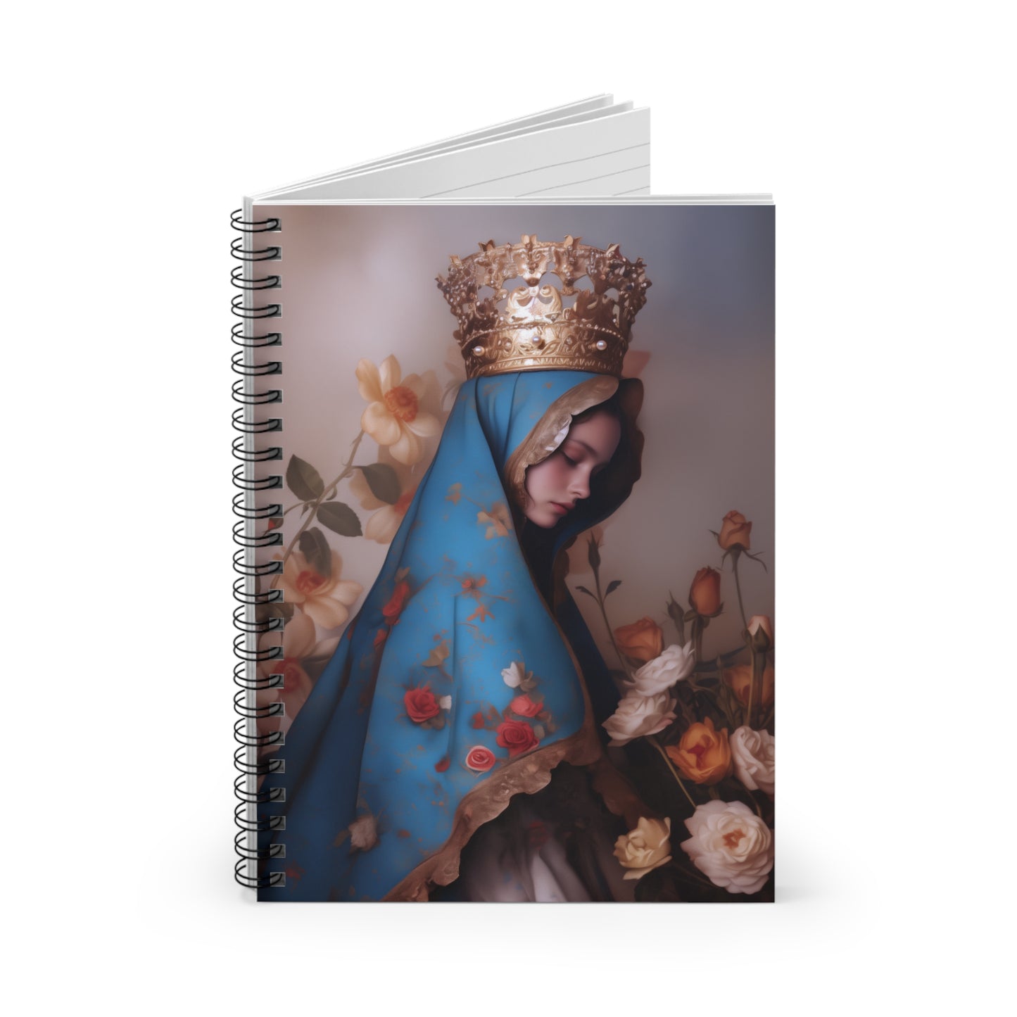 Our Lady of the Roses - Sanctified Souls Art - Religious Based Notebook - Spiral Notebook - Mother Mary Art