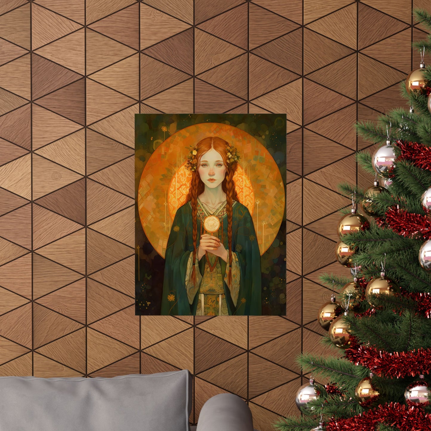 Saint Brigid of Ireland - Sanctified Souls Print - Multiple Sizes - Premium Matte Vertical Posters