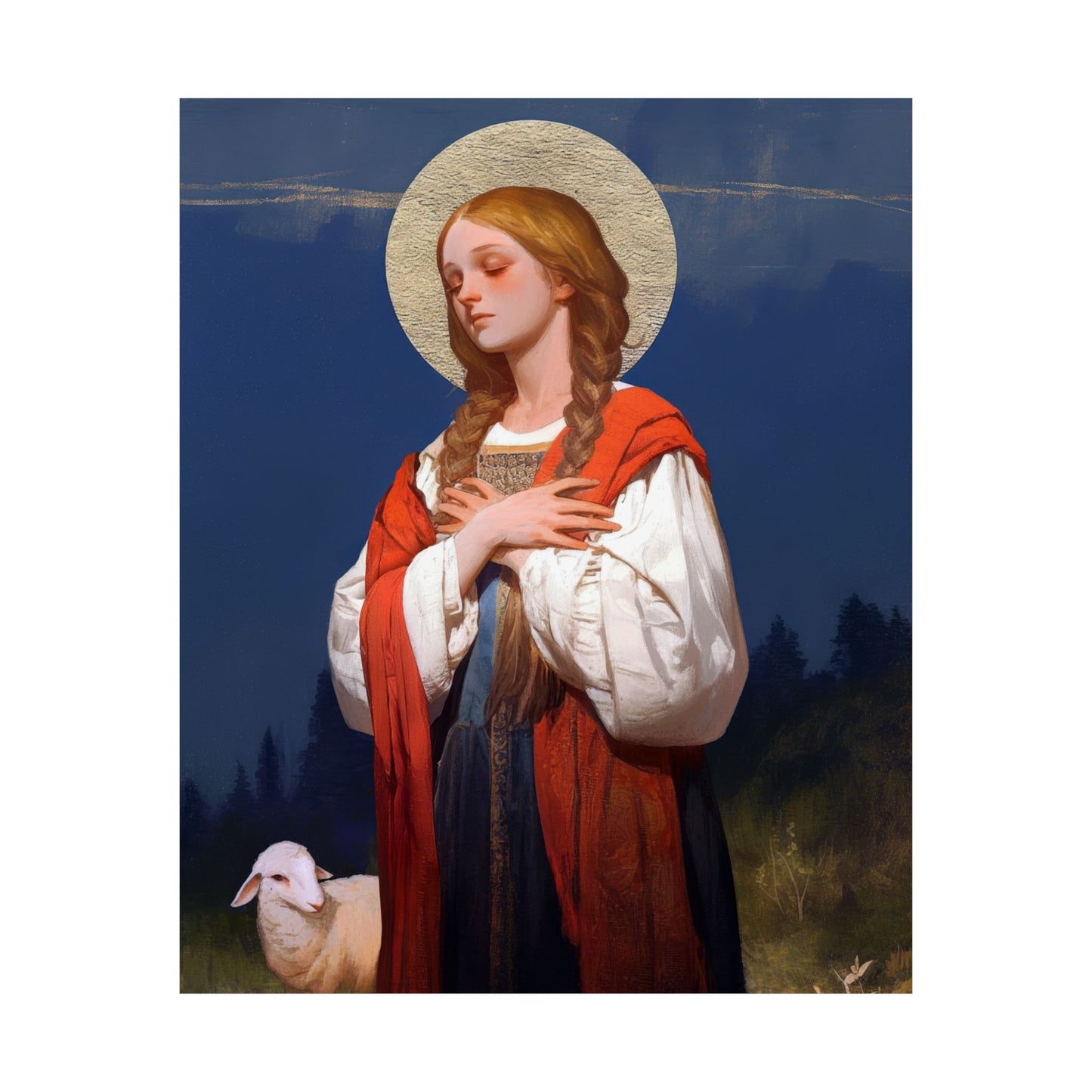 Saint Genevieve - Sanctified Souls Print - Multiple Sizes - Premium Matte Vertical Posters