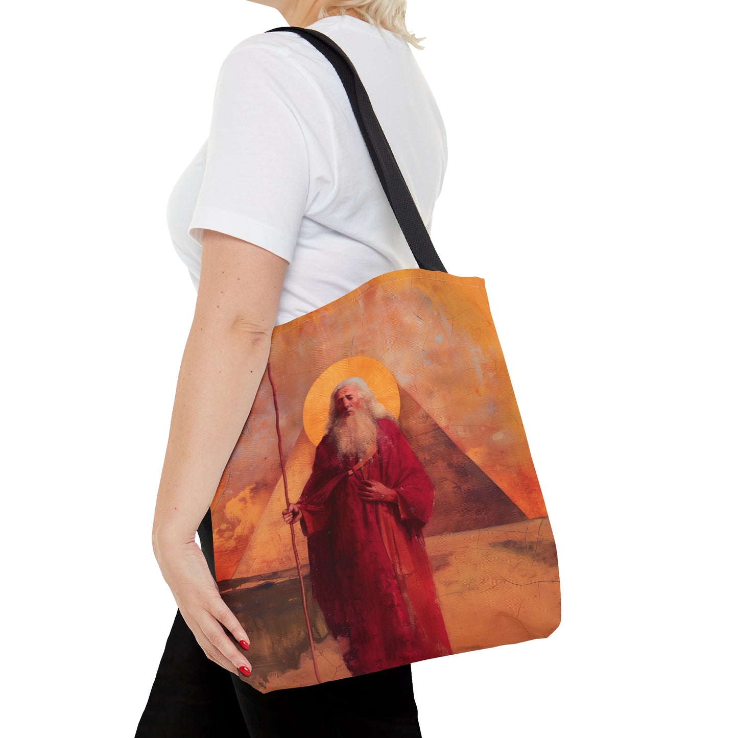He Led Them with a Staff - Moses in Egypt - Tote Bag - Large Medium Small Faith Art Bag - Bible Study Faith Purse - Double Sided