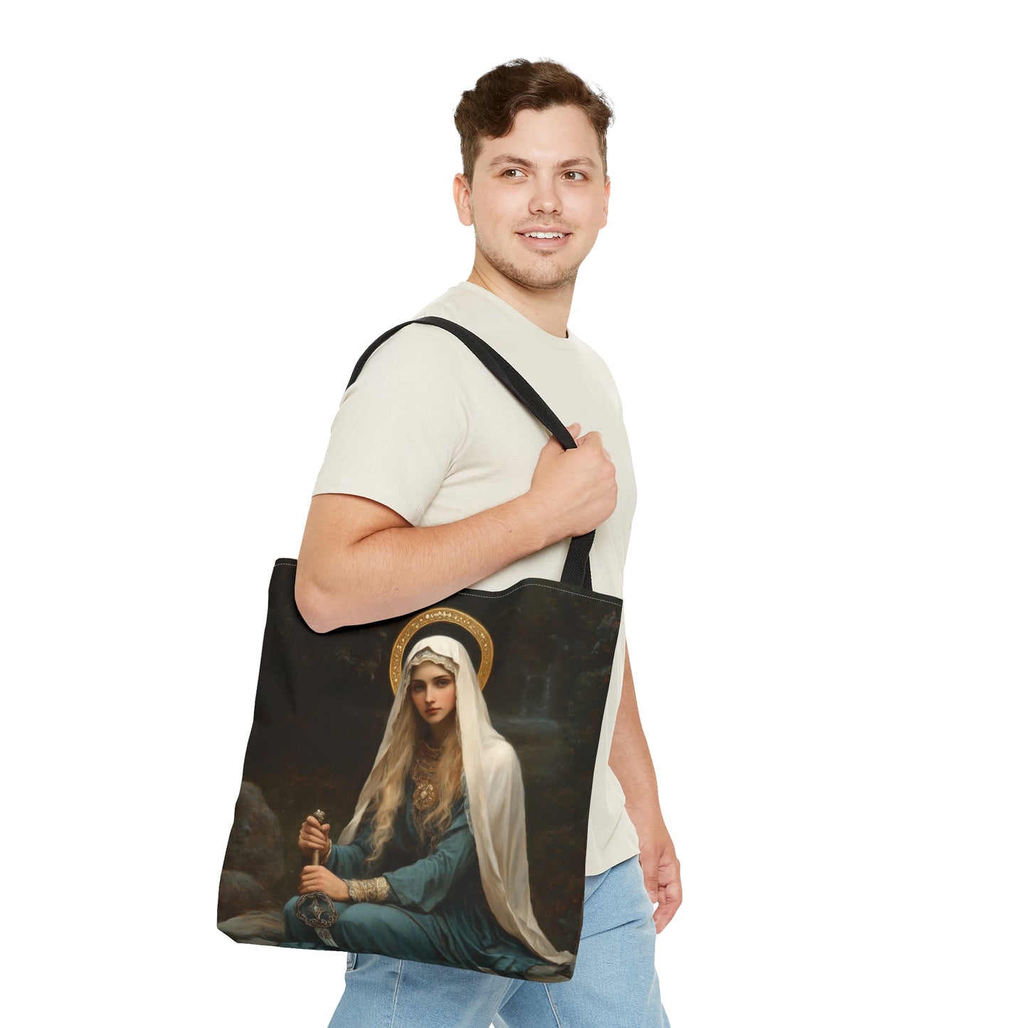 Saint Winifred Tote Bag - Large Medium Small Faith Art Bag - Catholic Faith Purse - Religious - Prayer Bag - Devotional Purse
