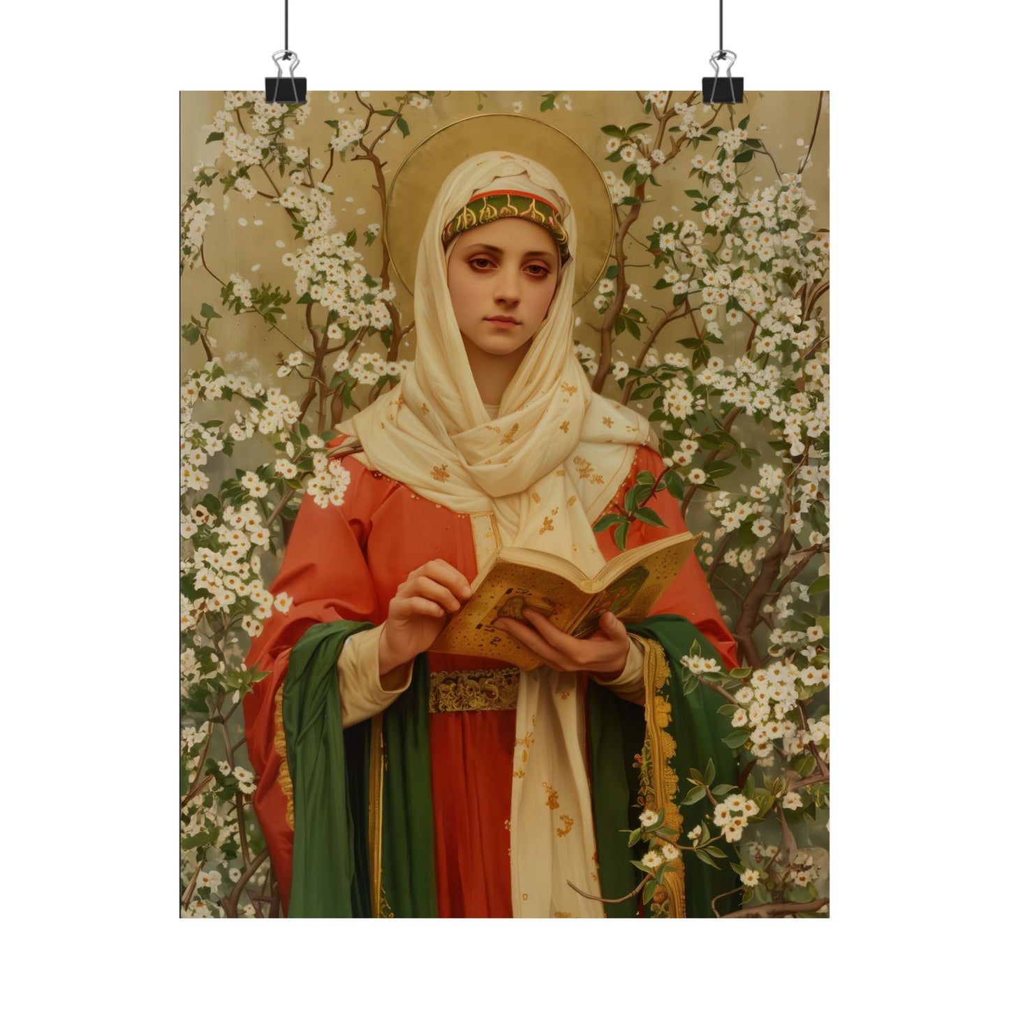 Saint Amelia / Saint Amalberga - Sanctified Souls Print - Multiple Sizes - Premium Posters - Catholic Art - Christian painting