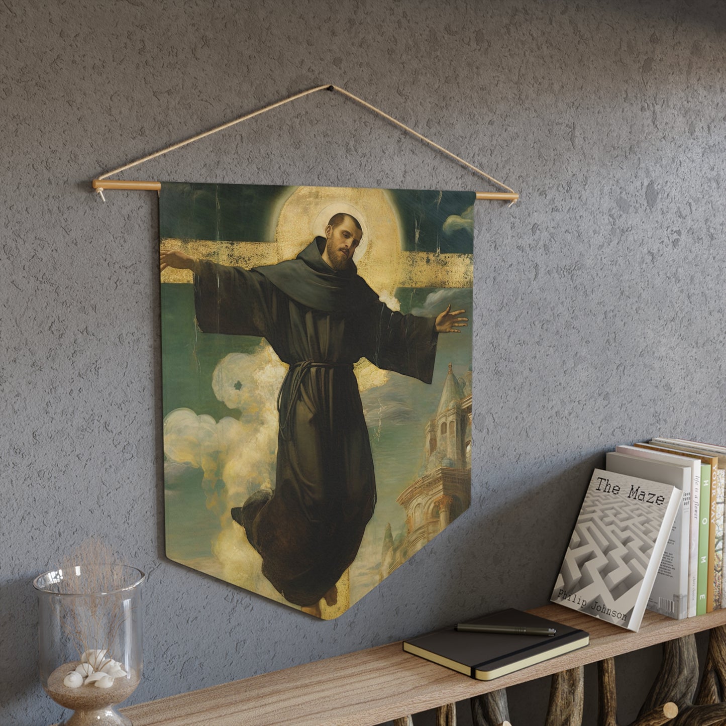 Saint Joseph of Cupertino Wall Banner / Wall Hanging - Our Lady of Guadalupe - Catholic Home Art - Saint Art for your home - 18" x 21"