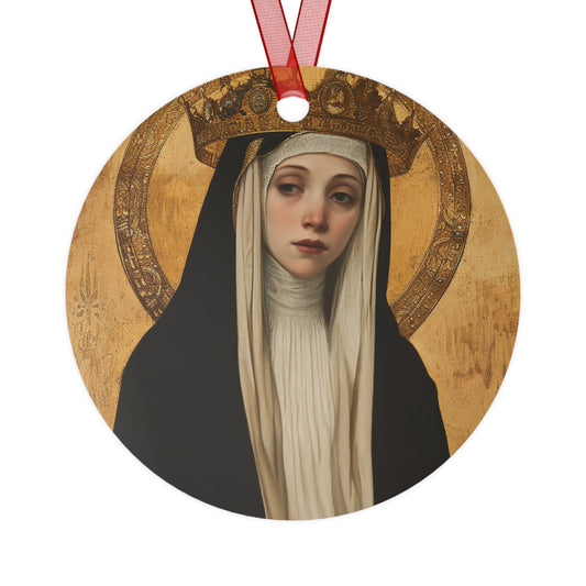 Saint Margaret of Hungary Metal Ornament - Religious Holiday Christmas Ornament and Keepsake - Double sided - Prayer Ornament