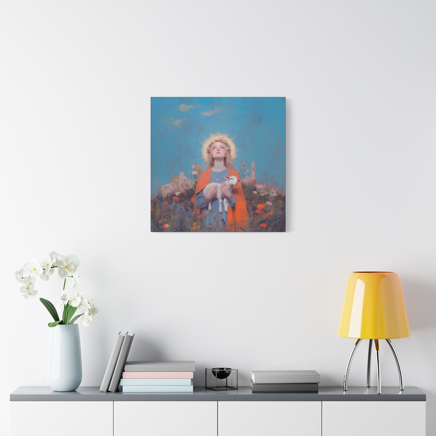 Saint Agnes of Rome -  Museum Wrapped Canvas - Sanctified Souls Print - Religious Art for your Home - Catholic Patron Saint Art