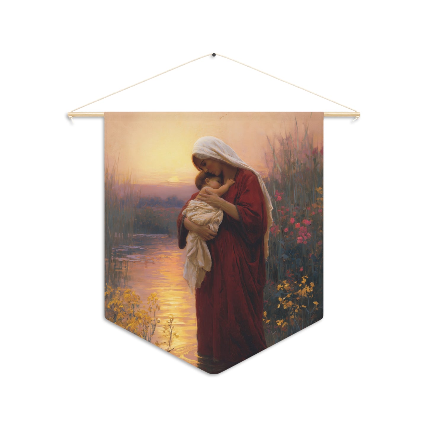 Saint Elizabeth, Mother to John the Baptist - Pennant / Banner / Wall Hanging - Prayer room art - Catholic Home - 18" x 21"
