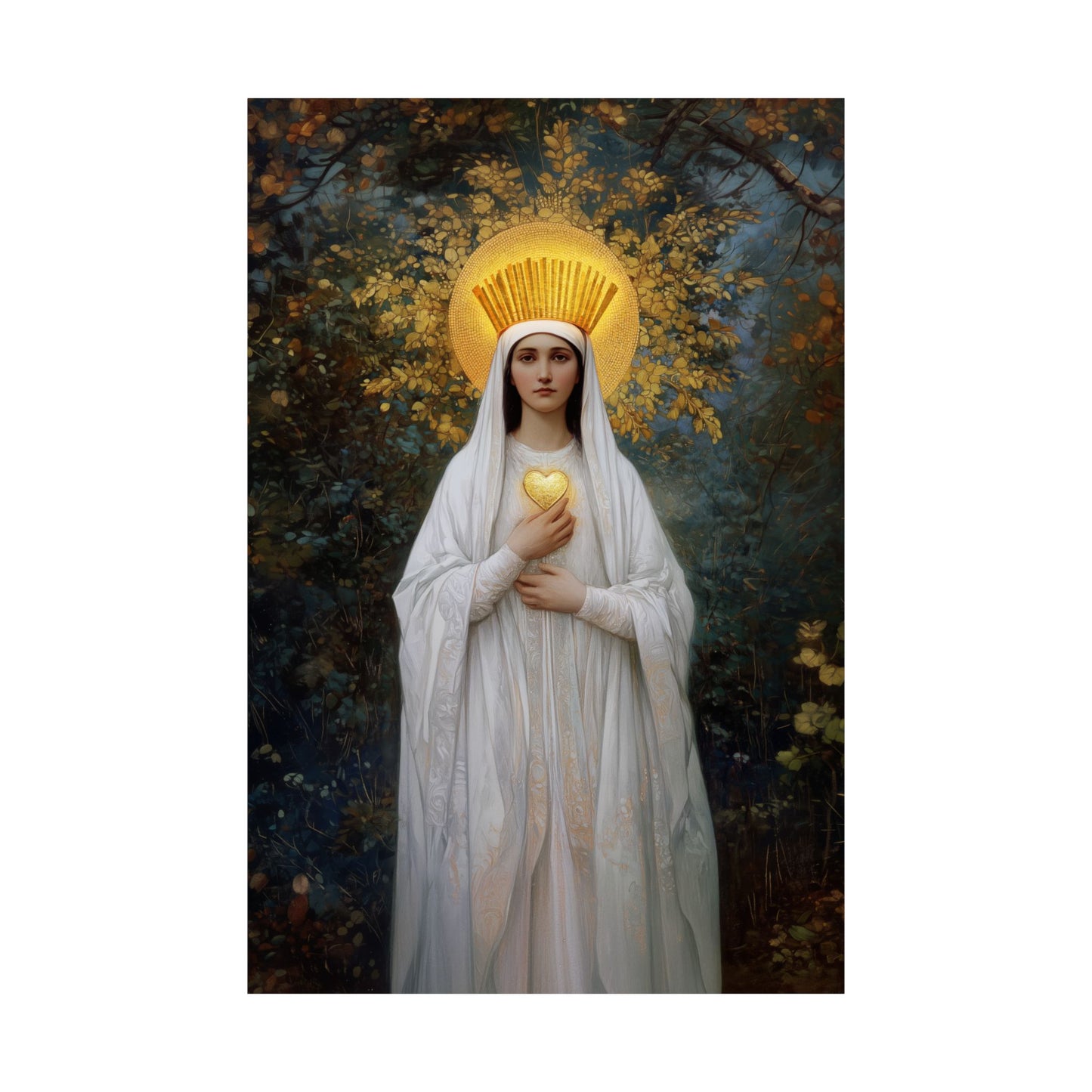 Our Lady of Beauraing - Our Lady of the Golden Heart - Marian Art - Sanctified Souls Print - Multiple Sizes - Premium Vertical Posters