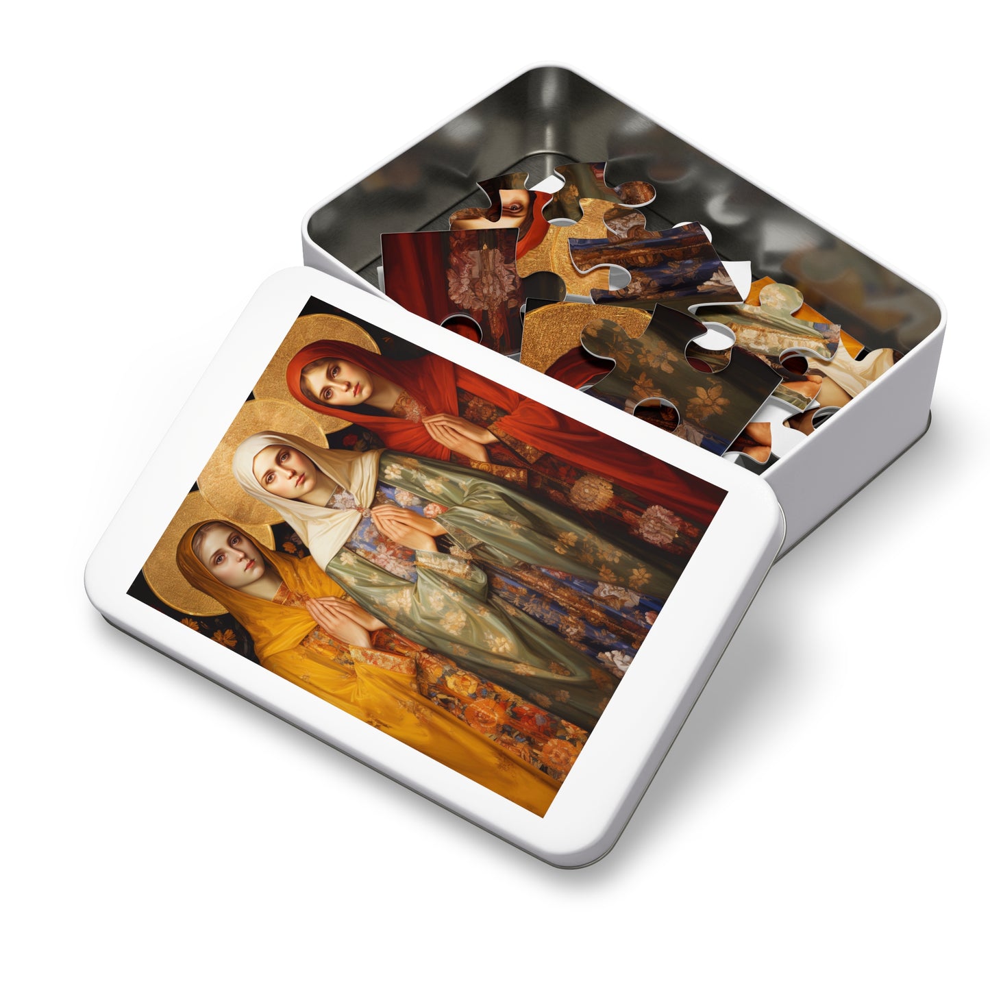 Saints Menodora, Metrodora, and Nymphodora - Puzzle and Keepsake Tin - Jigsaw Puzzle (30, 110, 252, 500,1000-Piece) - Religious Puzzle