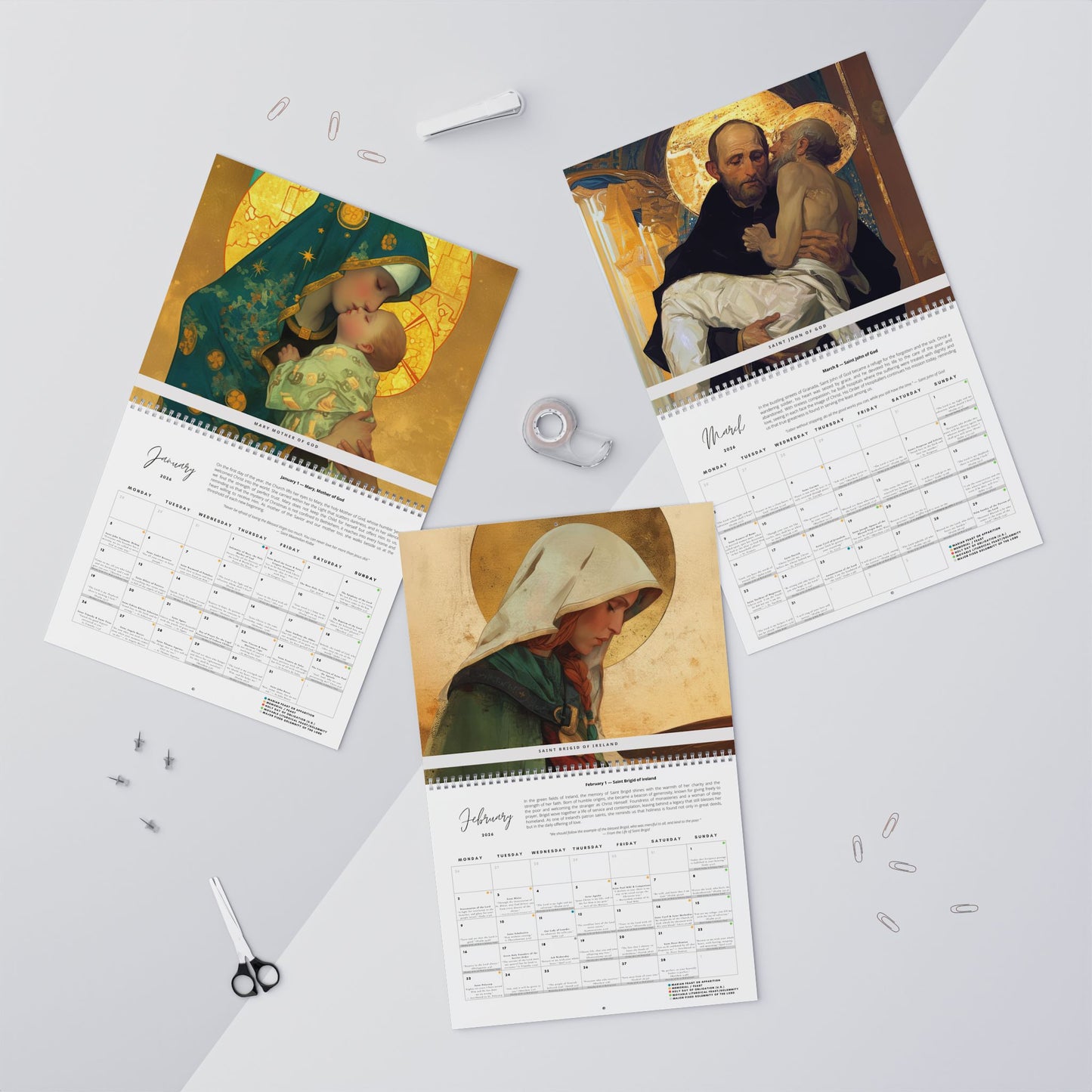 Catholic Liturgical Calendar 2026 - Saints, Solemnities & Marian Feast Days - Sanctified Souls - Christmas Gift - Gift for Catholics