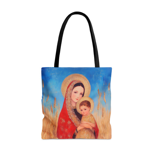 Our Lady of the Harvest - Tote Bag - Large Medium Small Faith Art Bag - Bible Study Faith Purse - Double Sided