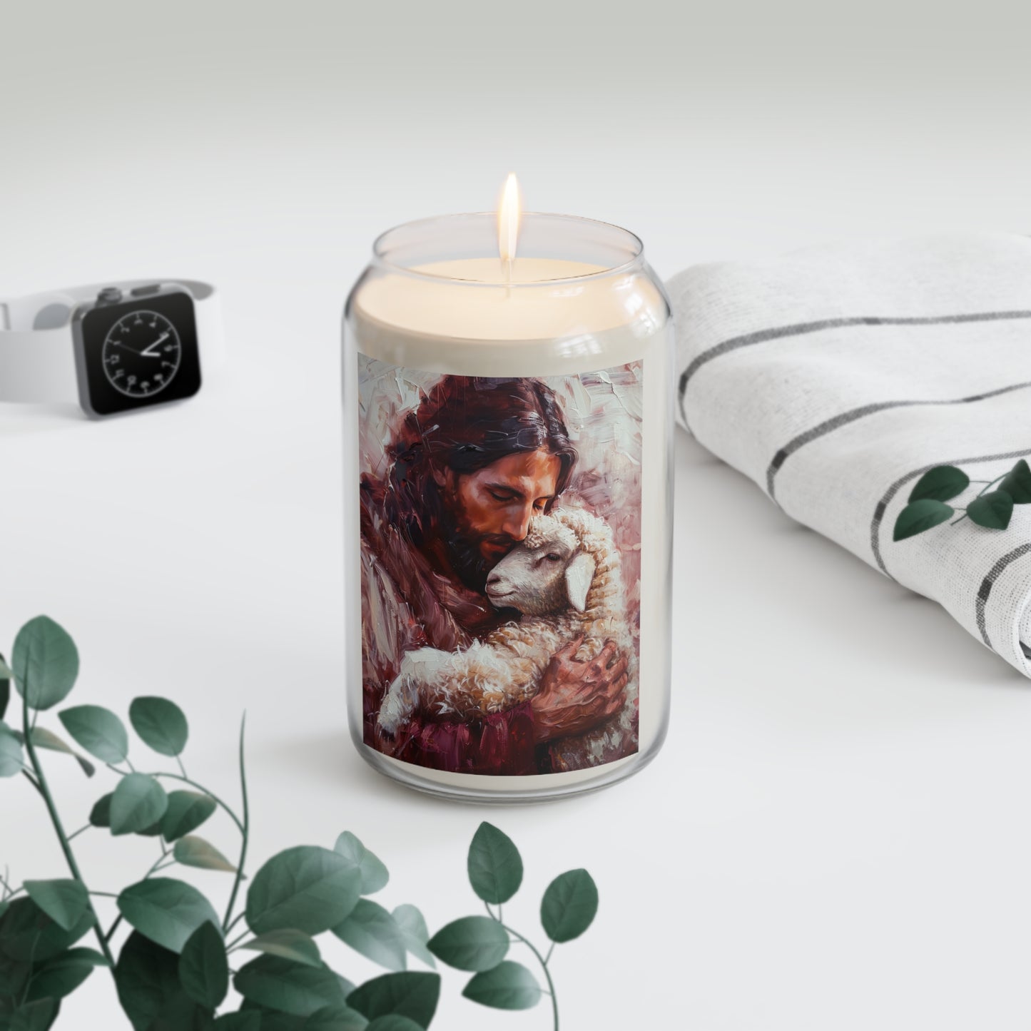 Jesus and the Little Lamb - Scented Prayer Candle, 13.75oz -  Candle - Catholic Art - prayer room Scented Candle