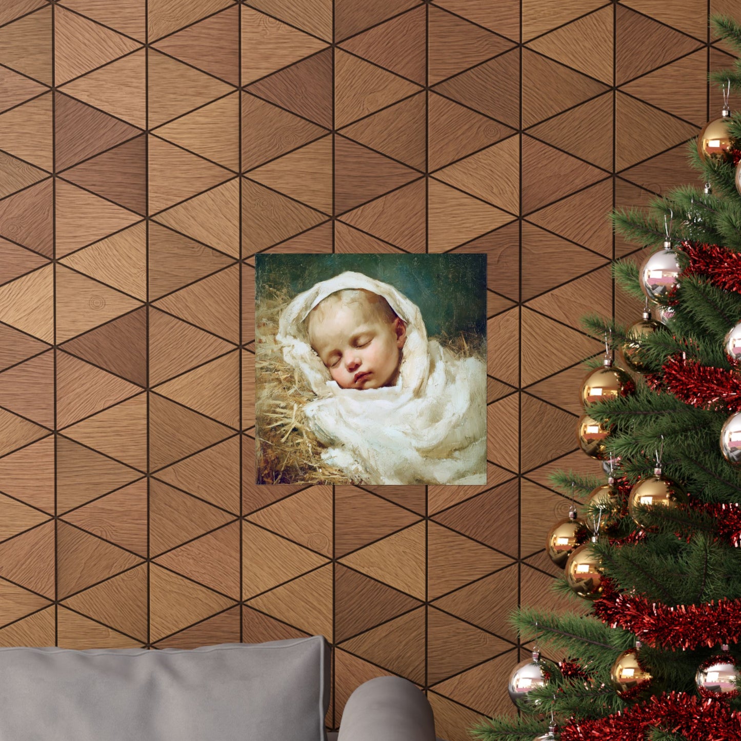 The Christ Child Resting in the Silence of the Manger - Sanctified Souls Print - Multiple Sizes - Premium Matte Vertical Posters