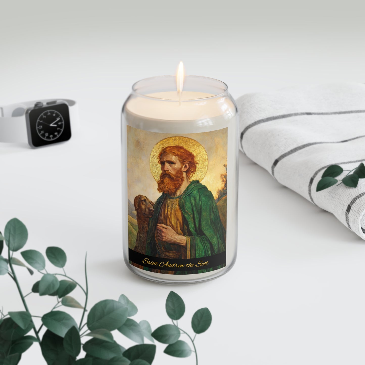 Saint Andrew the Scot - Scented Prayer Candle, 13.75oz -  Candle - Catholic Art - prayer room Scented Candle - Catholic Saint Art