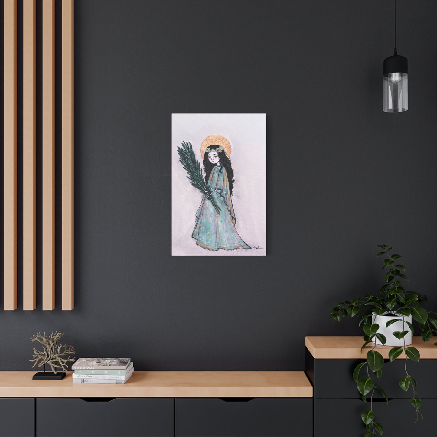 Saint Faith Canvas Print - Hand-Drawn Art - Catholic Print | Faith Hope and Charity Sacred Art | Sanctified Solocosmo Religious Artwork