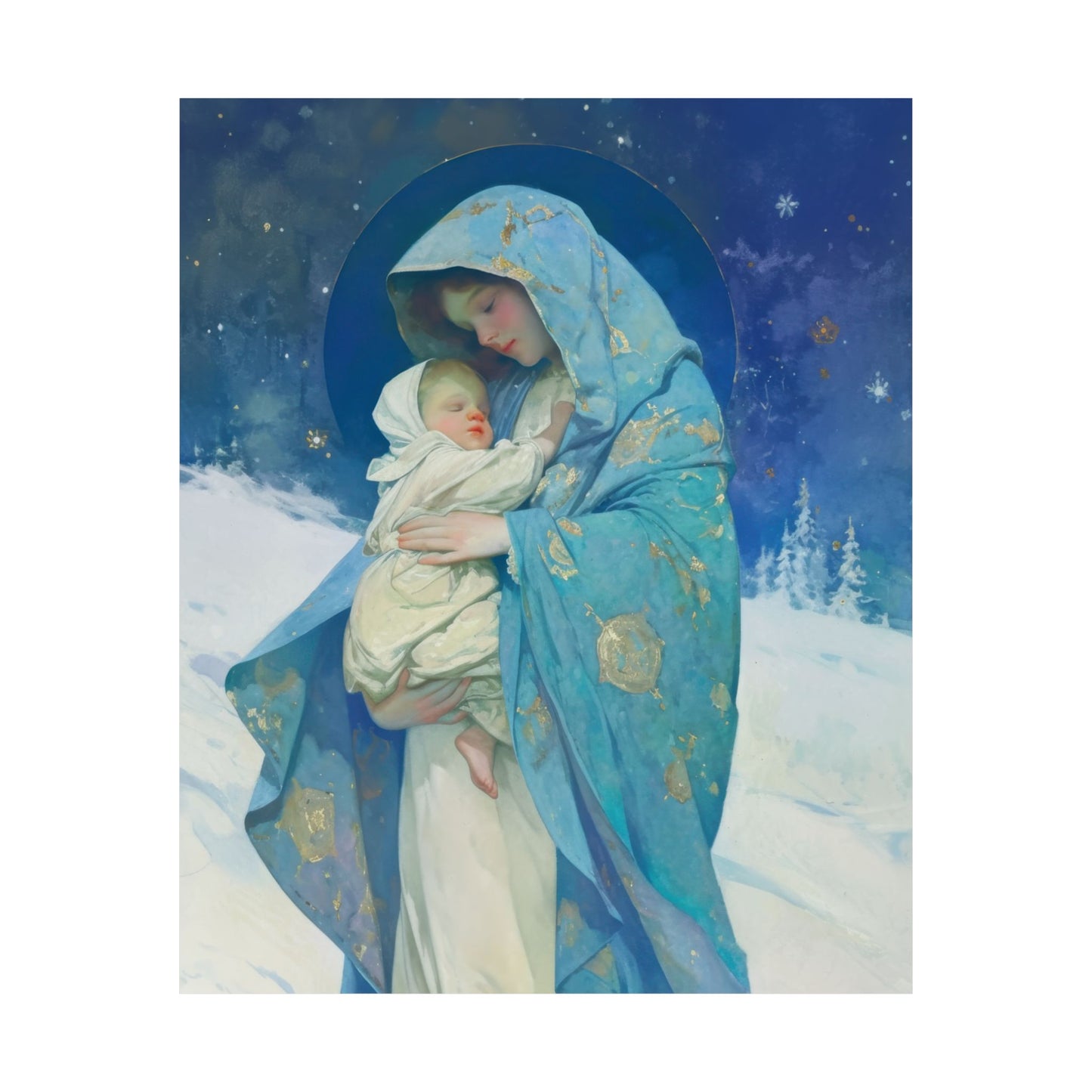Snowfall of Grace: Our Lady's Blessing - Sanctified Souls Print - Multiple Sizes - Premium Poster - Catholic Art - Christian - Catholic Gift