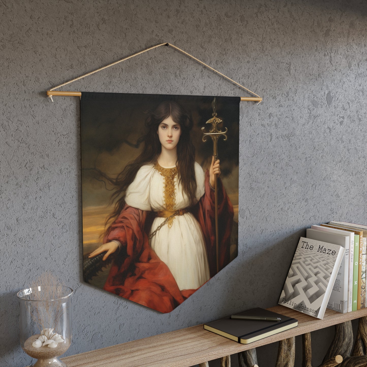 Saint Martha of Bethany Wall Banner / Wall Hanging / Pennant - Prayer room - Catholic Art - Saint Art - Large Saint Print - 18" x 21"