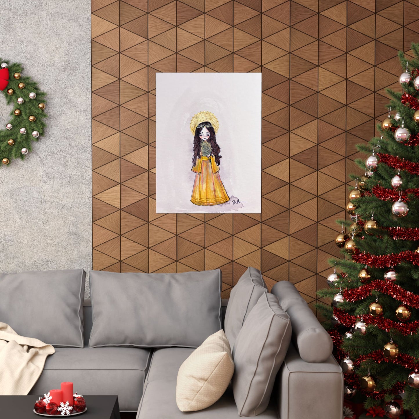 Saint Charity Poster - Hand-Drawn Art | Catholic Art Print | Faith Hope and Charity Youngest Sister | Devotional Wall Art