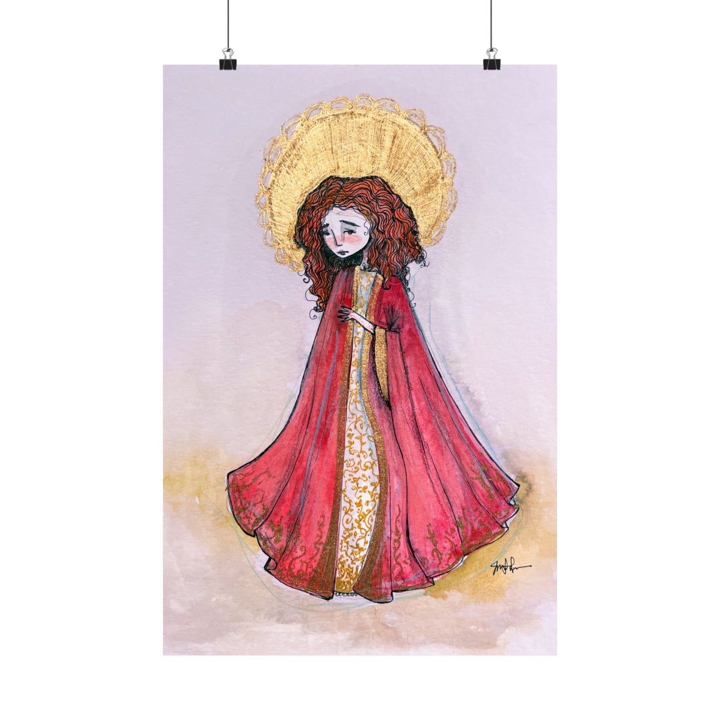 Saint Bibiana Hand-Drawn Catholic Art Print | Christian Devotional Wall Art | Sanctified Solocosmo Religious Poster
