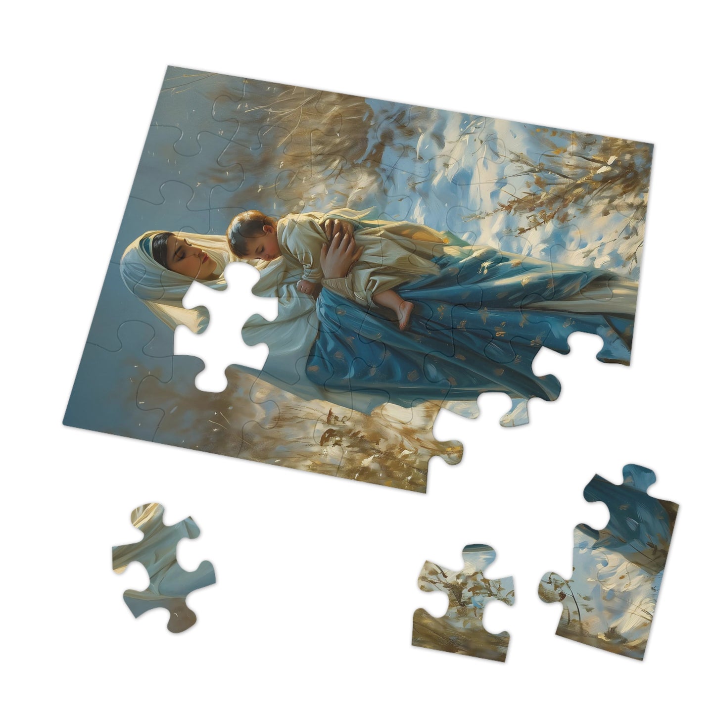 Snowfall of Grace - Our Lady's Winter Radiance - Puzzle & Keepsake Tin - Religious Puzzle (30, 110, 252, 500,1000-Piece) - Mary Art Puzzle