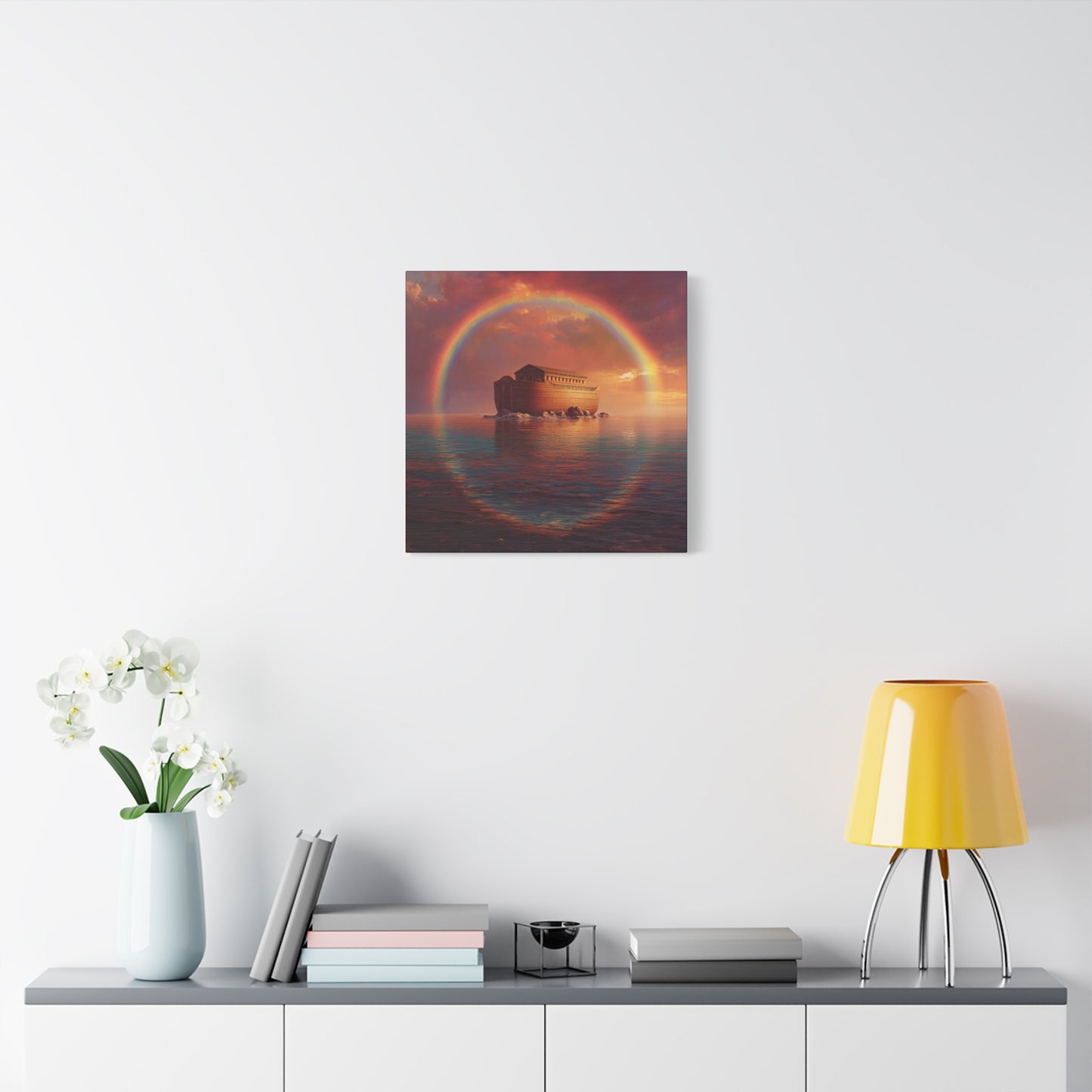 Sheltered Beneath the Covenant Sky - Noah's Ark - Gallery Wrapped Canvas - Print - Religious Art for your Home - Catholic