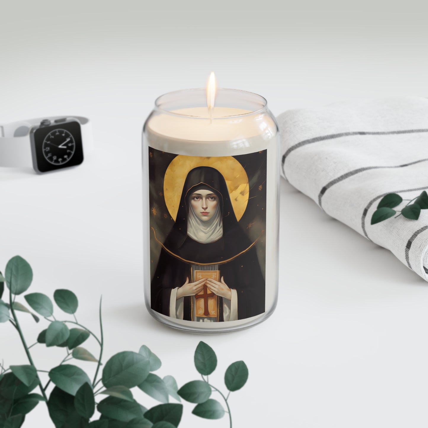 Saint Scholastica - Scented Prayer Candle, 13.75oz - Tall Size - Religious Prayer Candle - Catholic Art