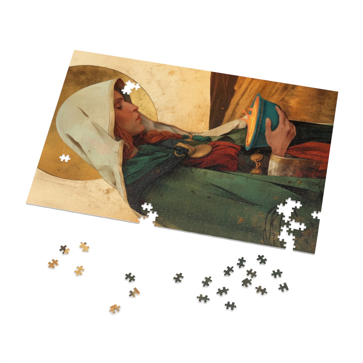 Saint Brigid of Ireland / Kildare - Puzzle and Keepsake Tin - Religious (30, 110, 252, 500,1000) - Religious Puzzle - Gifts for Catholics