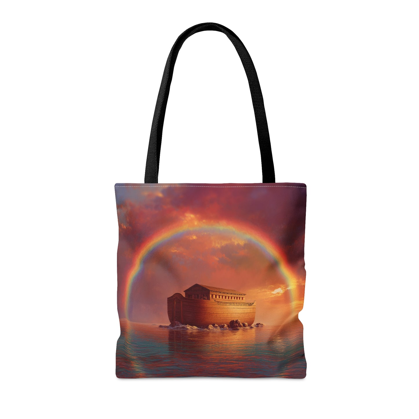 Sheltered Beneath the Covenant Sky - Noah's Ark Tote Bag - Large Medium Small Faith Art Bag - Catholic Faith Purse - Double Sided