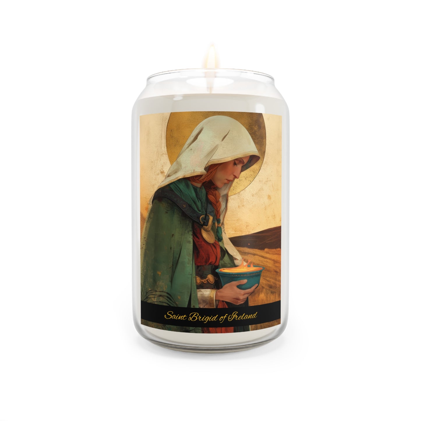 Saint Brigid of Ireland / Kildare - Scented Prayer Candle, 13.75oz -  Candle - Catholic Art - prayer room Scented Candle - Religious Saint