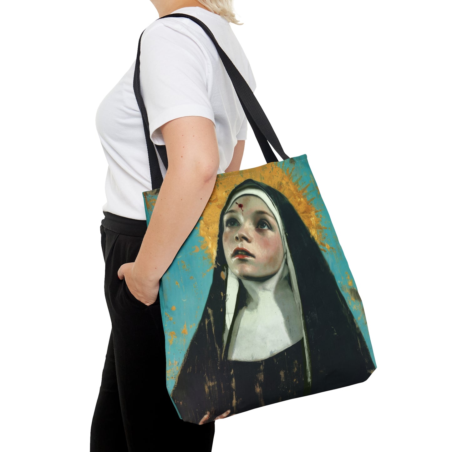 Saint Rita of Cascia Tote Bag - Large Medium Small Faith Art Bag - Catholic Faith Purse - Double Sided - Religious Art Purse