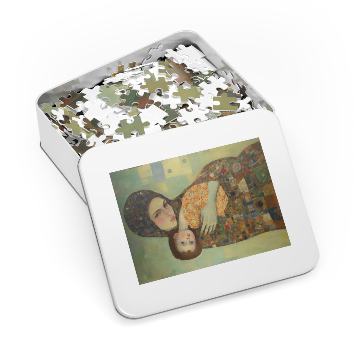 Cherished Blessing - Mary with Her Son - Based on Gustav Klimt's The Kiss - Religious Jigsaw Puzzle (30, 110, 252, 500,1000-Piece)