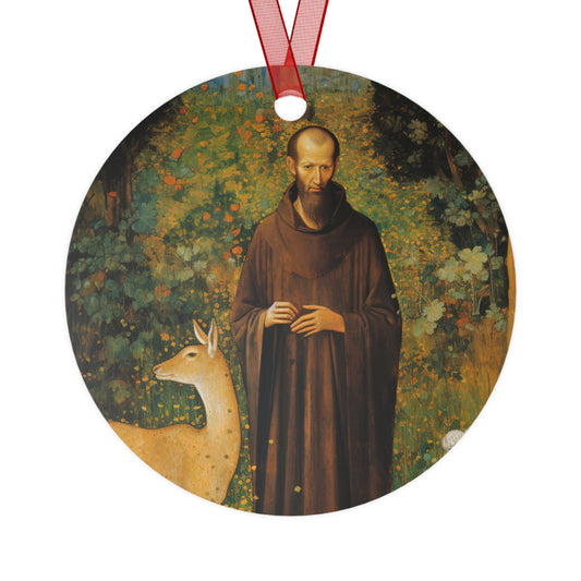 Saint Giles Metal Ornament - Religious Holiday Christmas Ornament and Keepsake - Double sided Christmas gift